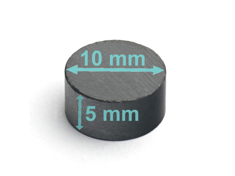 Magnes — średnica ⌀10 mm, wysokość 5 mm — ferrytowy (F30)