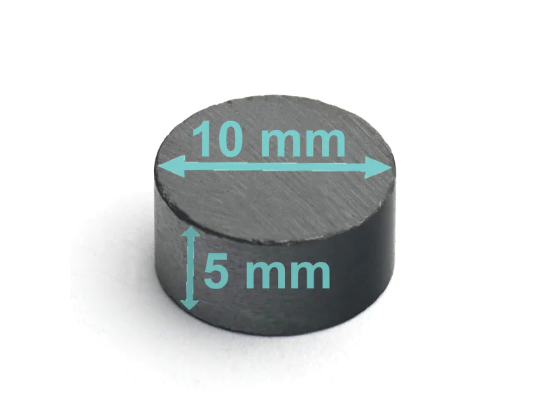 Magnes — średnica ⌀10 mm, wysokość 5 mm — ferrytowy (F30)