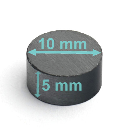 Magnes — średnica ⌀10 mm, wysokość 5 mm — ferrytowy (F30)