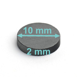 Magnes — średnica ⌀10 mm, wysokość 2 mm — ferrytowy (F30)