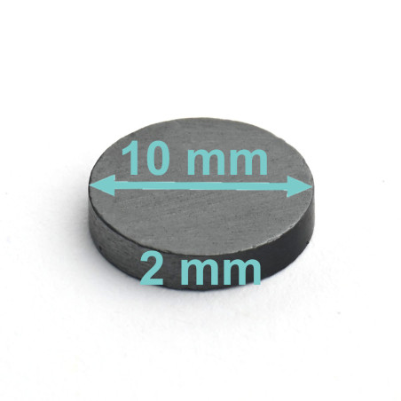 Magnes — średnica ⌀10 mm, wysokość 2 mm — ferrytowy (F30)