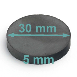 Magnes — średnica ⌀30 mm, wysokość 5 mm — ferrytowy (F30)