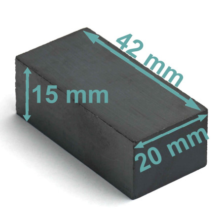 Magnes — długość 42 mm, szerokość 20 mm, wysokość 15mm — ferrytowy (F35)