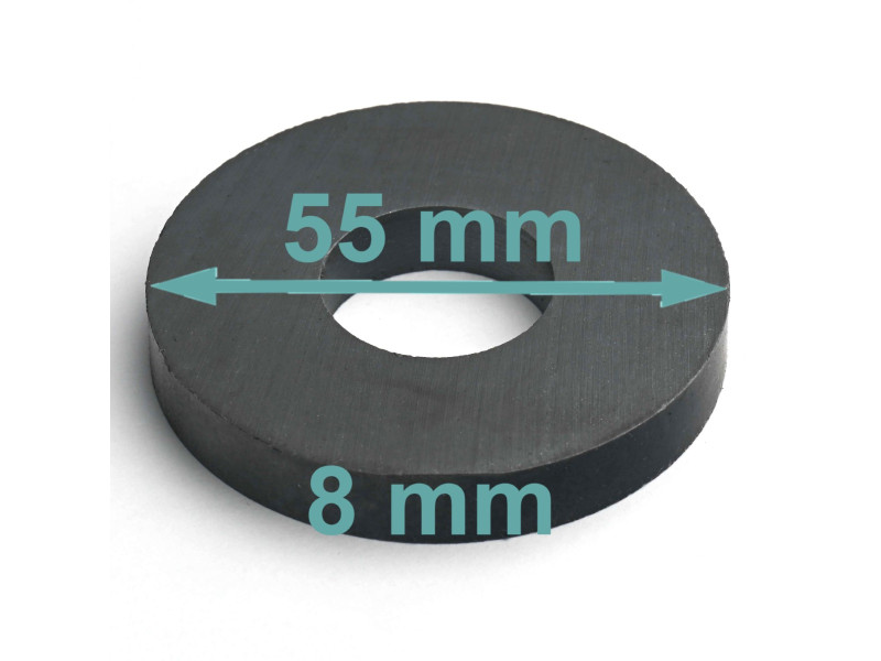 Magnes — średnica ⌀55 mm, otwór ⌀22mm, wysokość 8 mm — ferrytowy (F30)