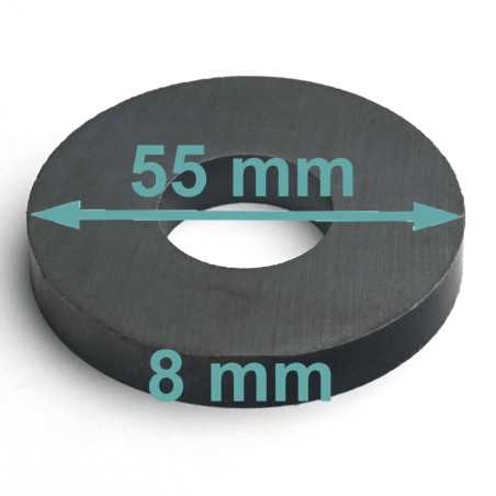 Magnes — średnica ⌀55 mm, otwór ⌀22mm, wysokość 8 mm — ferrytowy (F30)
