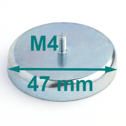 Magnes w obudowie — średnica ⌀47 mm, z gwintowanym trzpieniem M4 — ferrytowy