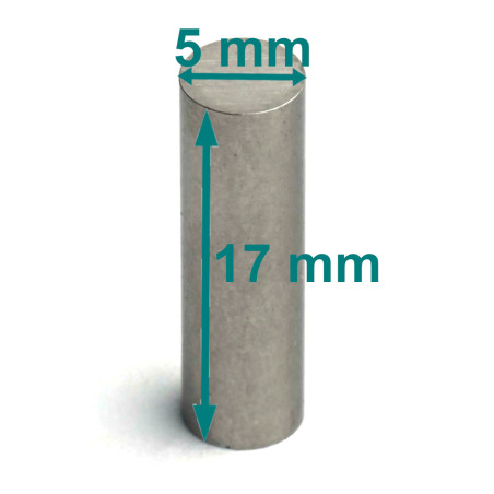Magnes — średnica ⌀5 mm, wysokość 17 mm — alnico 5, LNG37