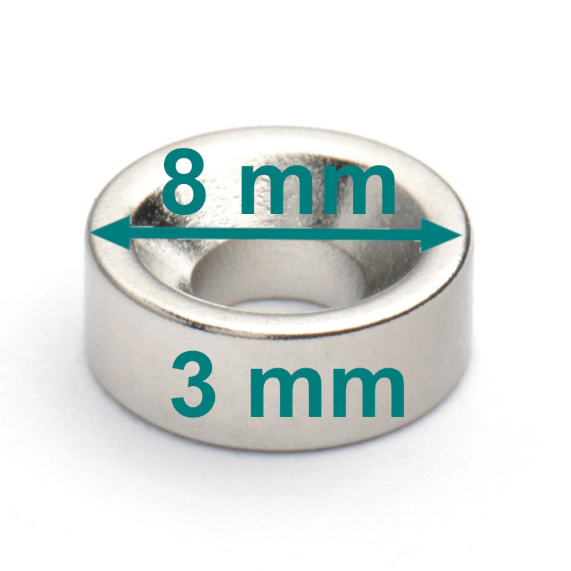 Magnes pod wkręt — ⌀8 mm, ⌀6/⌀3,5 mm, 3 mm