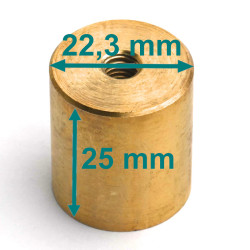 Magnes w obudowie mosiężnej, ⌀22,3 mm, gwint wewn. M6, wys. 25 mm, Samarowo-kobaltowy