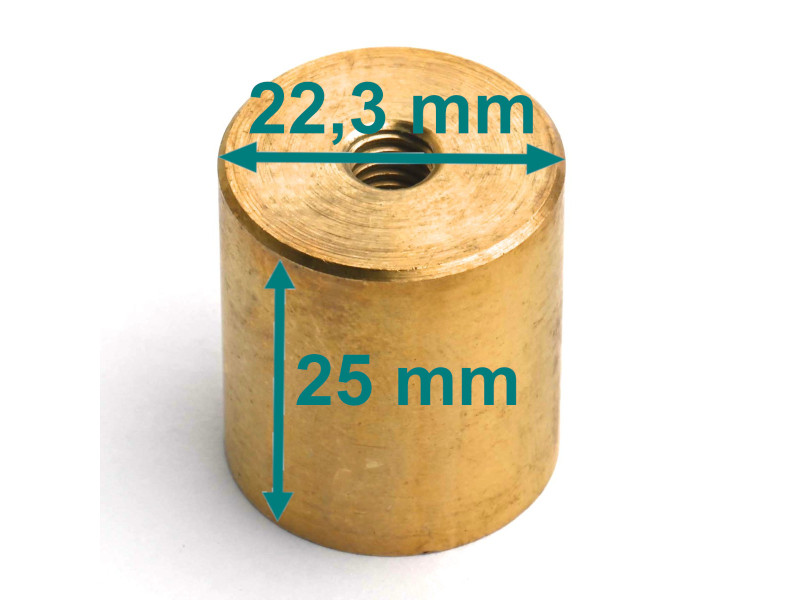 Magnes w obudowie mosiężnej, ⌀22,3 mm, gwint wewn. M6, wys. 25 mm, Samarowo-kobaltowy