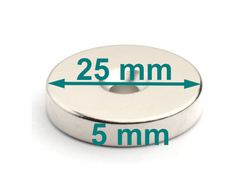 magnes okrągły pod wkręt neodymowy fi25mm