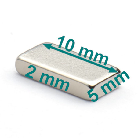 Magnes neodymowy — dł. 10 mm, szer. 5 mm, wys. 2 mm — N38