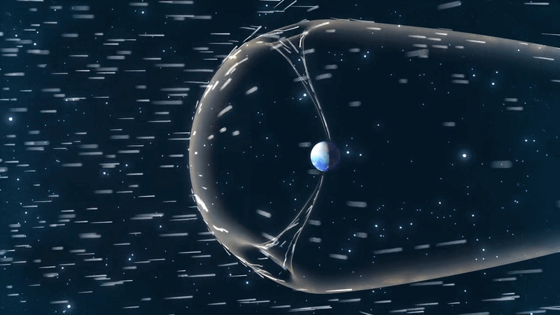 Animacja NASA: wiatr słoneczny oddziałuje z polem magnetycznym Ziemi, wywołując zorzę w rejonie biegunów
