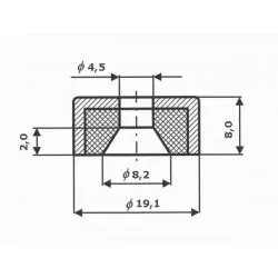 UM 19,1 X 8,2/4,5 X 8 / A - uchwyt magnetyczny alnico - 002
